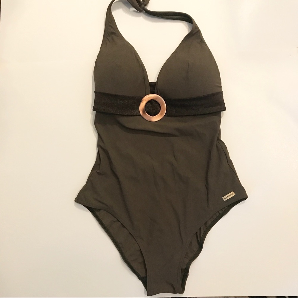 Basmar Green & Brown One-Piece Swimsuit